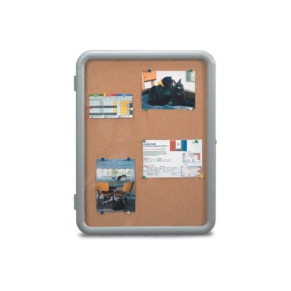 Single Door Image Enclosed Corkboard, 24", UVTE2436CK-BLACK